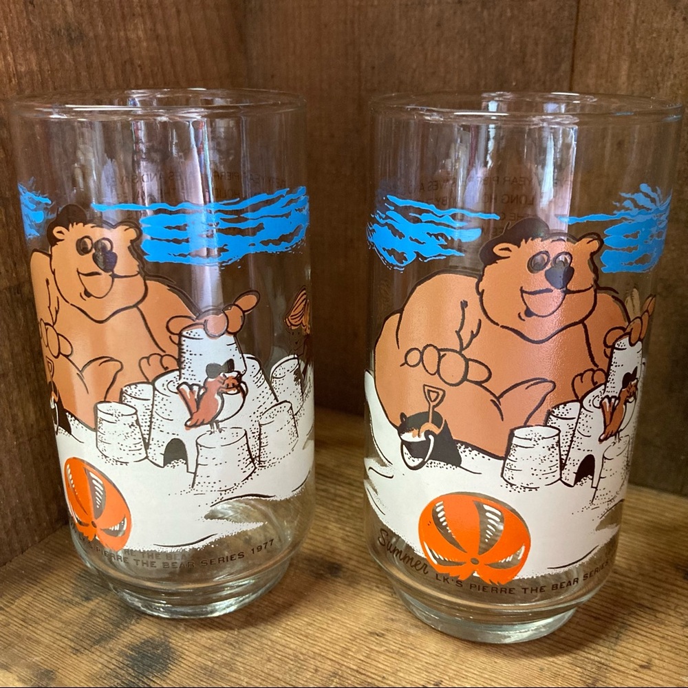 VTG Libbey LK Pierre The Bear Glasses 1977